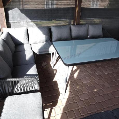 Grafitowy zestaw mebli tarasowych dla 10 osób Postigo Corner XXL