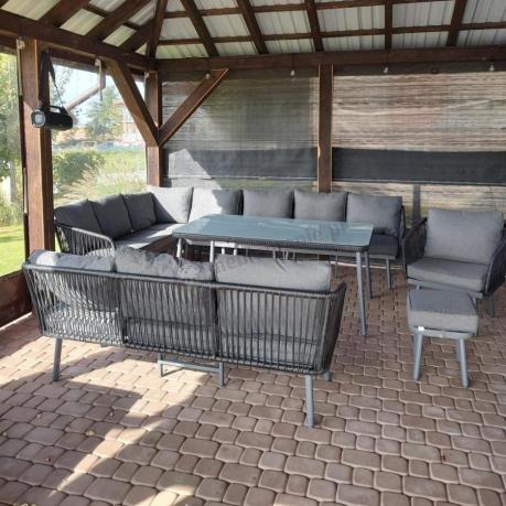 Grafitowy zestaw mebli tarasowych dla 10 osób Postigo Corner XXL