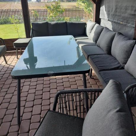 Grafitowy zestaw mebli tarasowych dla 10 osób Postigo Corner XXL