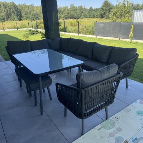 Grafitowy zestaw mebli tarasowych dla 10 osób Postigo Corner XXL