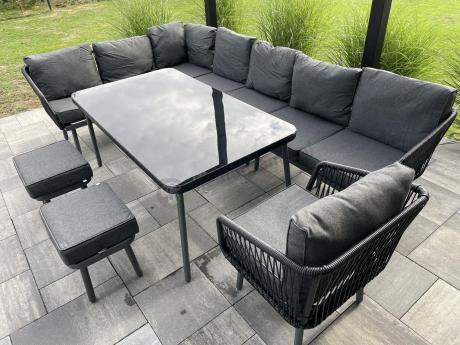 Grafitowy zestaw mebli tarasowych dla 10 osób Postigo Corner XXL
