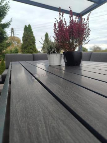 Grafitowy zestaw mebli z narożnikiem i wysokim stołem Calamba Corner XL