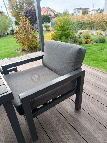 Grafitowy zestaw mebli z narożnikiem i wysokim stołem Calamba Corner XL