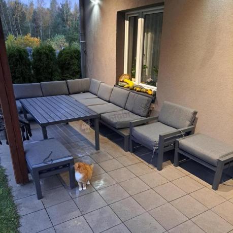 Grafitowy zestaw mebli z narożnikiem i wysokim stołem Calamba Corner XL