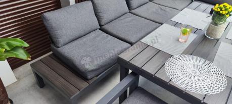 Grafitowy zestaw mebli z narożnikiem i wysokim stołem Calamba Corner XL