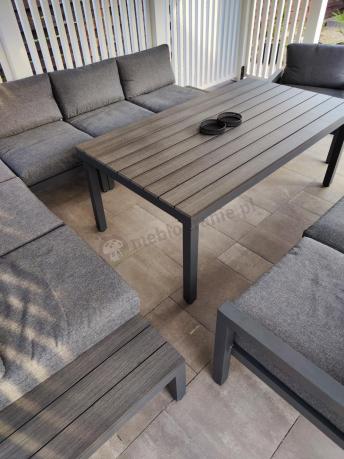 Grafitowy zestaw mebli z narożnikiem i wysokim stołem Calamba Corner XL