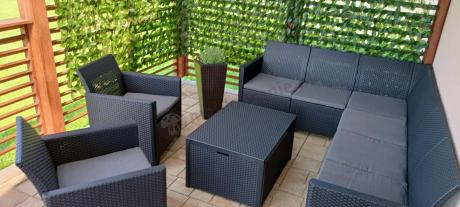 Grafitowy zestaw narożny 172 x 222 cm, z dwoma fotelami i skrzynią ze schowkiem