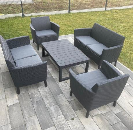 Grafitowy zestaw ogrodowy dla 6 osób Meblobranie SFL