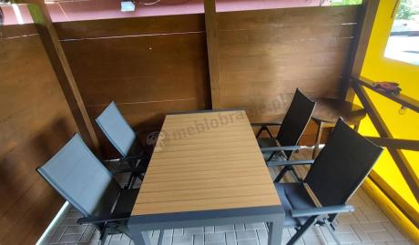 Grafitowy zestaw stół i krzesła dla 8 osób - stół 210cm Tanami Daven 8+1