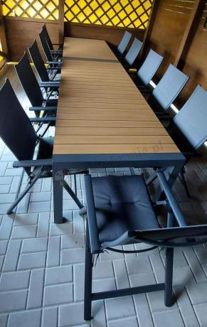 Grafitowy zestaw stół i krzesła dla 8 osób - stół 210cm Tanami Daven 8+1