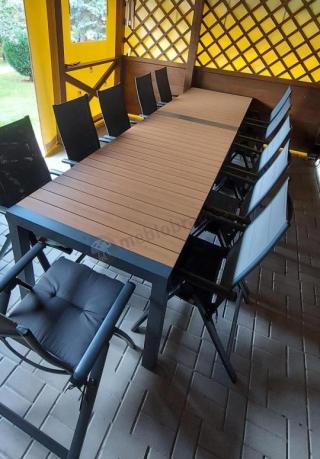 Grafitowy zestaw stół i krzesła dla 8 osób - stół 210cm Tanami Daven 8+1
