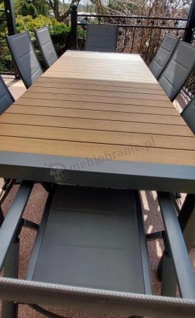 Grafitowy zestaw stół i krzesła dla 8 osób - stół 210cm Tanami Daven 8+1