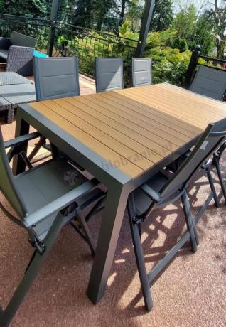 Grafitowy zestaw stół i krzesła dla 8 osób - stół 210cm Tanami Daven 8+1