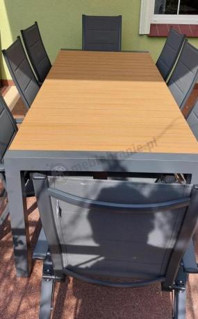 Grafitowy zestaw stół i krzesła dla 8 osób - stół 210cm Tanami Daven 8+1