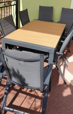 Grafitowy zestaw stół i krzesła dla 8 osób - stół 210cm Tanami Daven 8+1