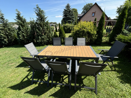 Grafitowy zestaw stół i krzesła dla 8 osób - stół 210cm Tanami Daven 8+1