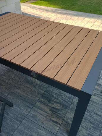 Grafitowy zestaw stół i krzesła dla 8 osób - stół 210cm Tanami Daven 8+1