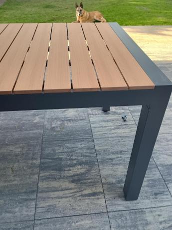 Grafitowy zestaw stół i krzesła dla 8 osób - stół 210cm Tanami Daven 8+1