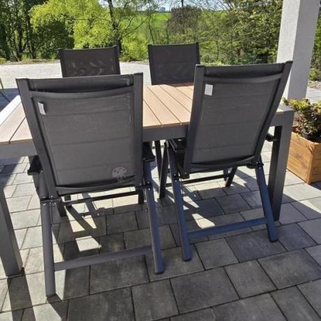 Grafitowy zestaw stół i krzesła dla 8 osób - stół 210cm Tanami Daven 8+1