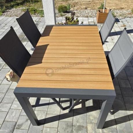 Grafitowy zestaw stół i krzesła dla 8 osób - stół 210cm Tanami Daven 8+1