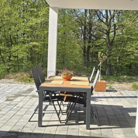 Grafitowy zestaw stół i krzesła dla 8 osób - stół 210cm Tanami Daven 8+1