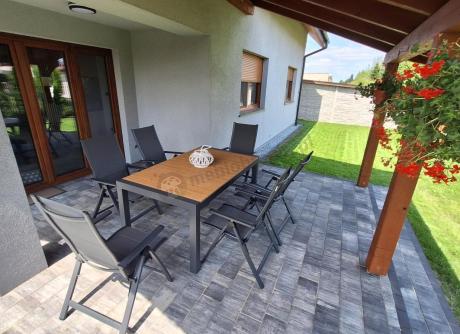 Grafitowy zestaw stół i krzesła dla 8 osób - stół 210cm Tanami Daven 8+1