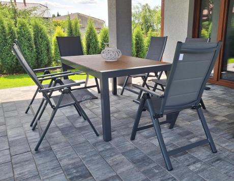 Grafitowy zestaw stół i krzesła dla 8 osób - stół 210cm Tanami Daven 8+1