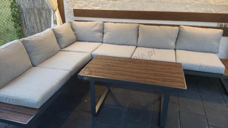 Jasnoszary modułowy narożnik na taras 280x220cm Panaon LG