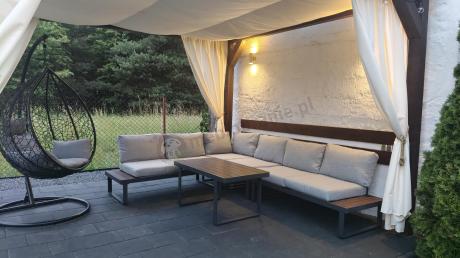 Jasnoszary modułowy narożnik na taras 280x220cm Panaon LG