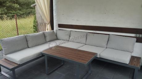 Jasnoszary modułowy narożnik na taras 280x220cm Panaon LG