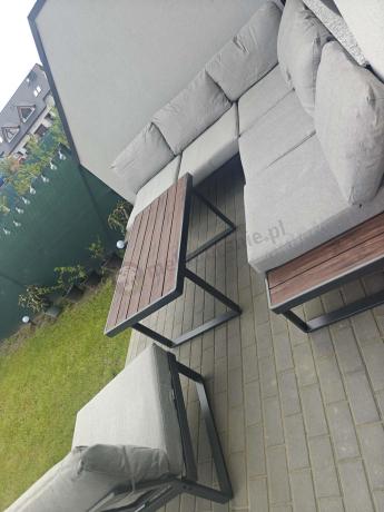 Jasnoszary modułowy narożnik na taras 280x220cm Panaon LG