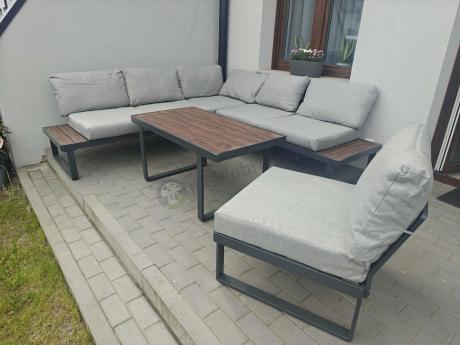 Jasnoszary modułowy narożnik na taras 280x220cm Panaon LG