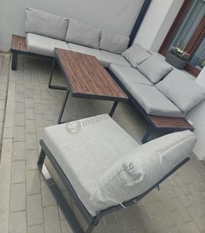 Jasnoszary modułowy narożnik na taras 280x220cm Panaon LG