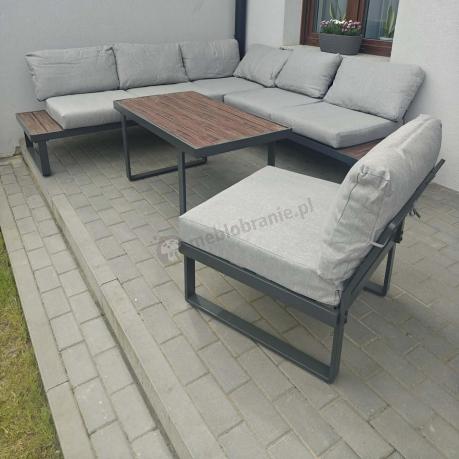 Jasnoszary modułowy narożnik na taras 280x220cm Panaon LG