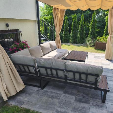 Jasnoszary modułowy narożnik na taras 280x220cm Panaon LG