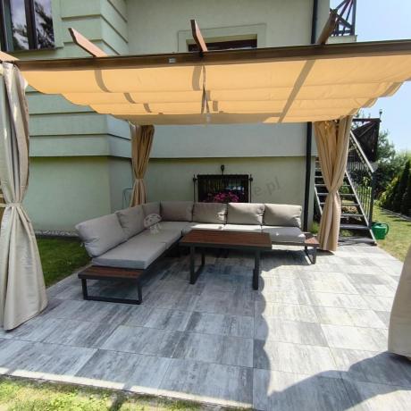 Jasnoszary modułowy narożnik na taras 280x220cm Panaon LG