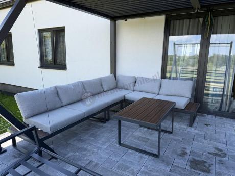 Jasnoszary modułowy narożnik na taras 280x220cm Panaon LG