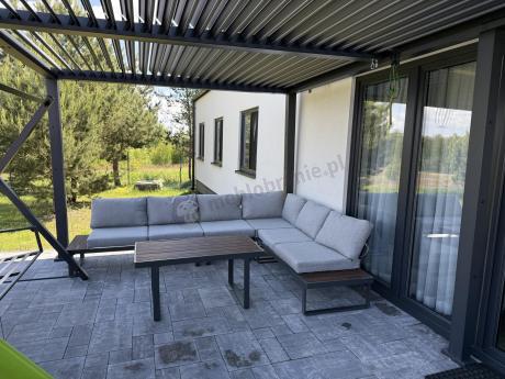 Jasnoszary modułowy narożnik na taras 280x220cm Panaon LG