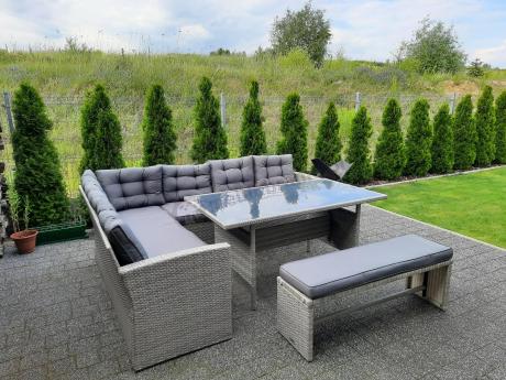 Jasnoszary narożnik ogrodowy technorattan