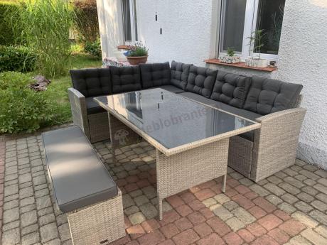 Jasnoszary narożnik ogrodowy technorattan