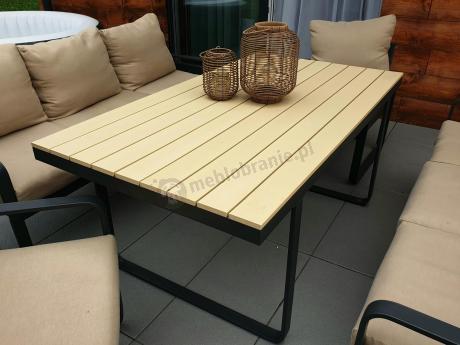 Jasny komplet mebli metalowych na taras dla 8 osób - Panaon Grande WB