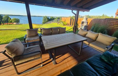 Jasny komplet mebli metalowych na taras dla 8 osób - Panaon Grande WB