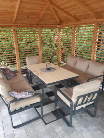 Jasny komplet mebli metalowych na taras dla 8 osób - Panaon Grande WB