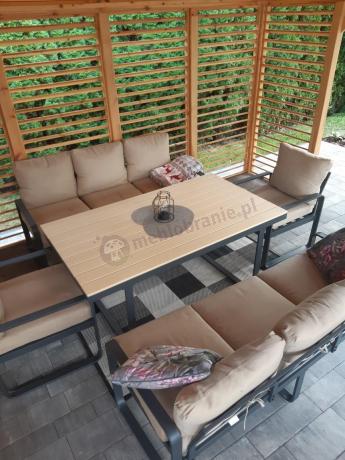 Jasny komplet mebli metalowych na taras dla 8 osób - Panaon Grande WB