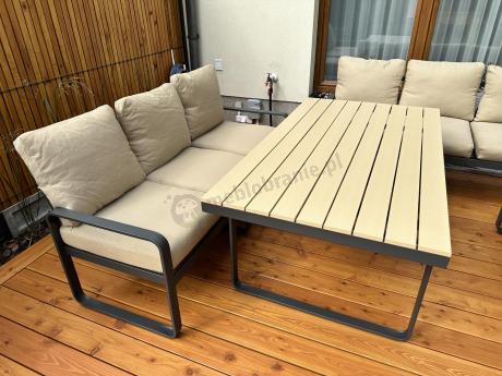 Jasny komplet mebli metalowych na taras dla 8 osób - Panaon Grande WB