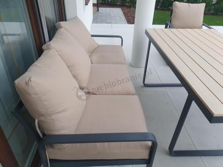 Jasny komplet mebli metalowych na taras dla 8 osób - Panaon Grande WB