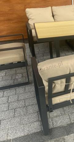 Jasny komplet mebli metalowych na taras dla 8 osób - Panaon Grande WB