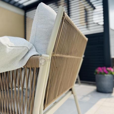 Jasny komplet mebli wypoczynkowych na taras rope style Sofi