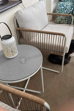 Komplet dwóch foteli w stylu rope ze stolikiem Kibi Duo - Cream