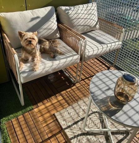 Komplet dwóch foteli w stylu rope ze stolikiem Kibi Duo - Cream
